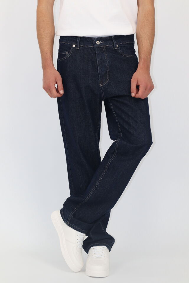 Baggy Fit Yıkamalı Erkek Jean Pantolon | VENTOV Lacivert - 30