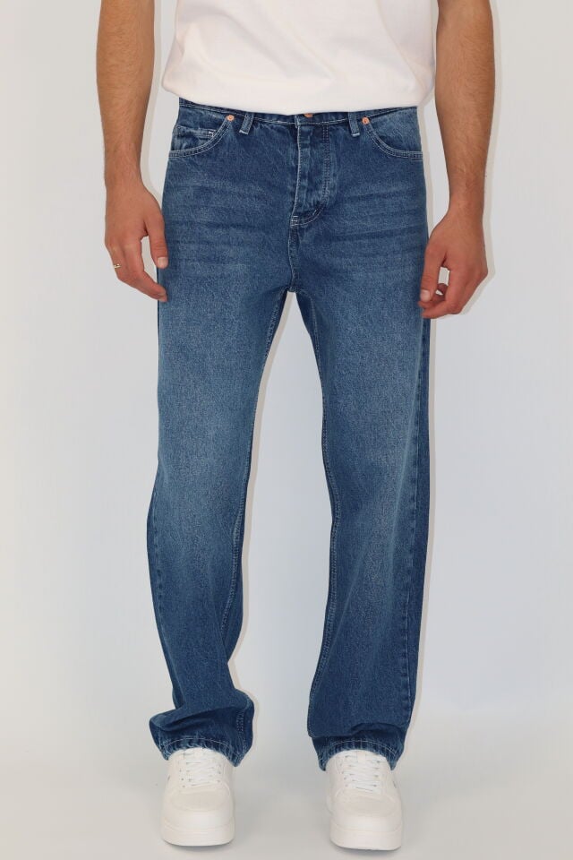 Baggy Fit Yıkamalı Erkek Jean Pantolon | VENTOV Mavi - 33