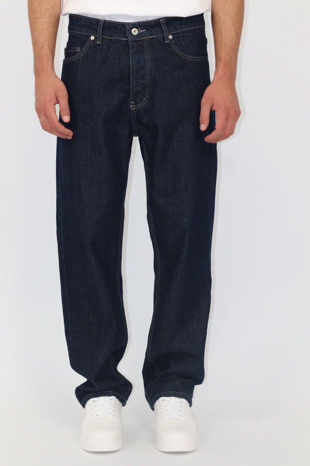 Baggy Fit Yıkamalı Erkek Jean Pantolon | VENTOV Lacivert - 34