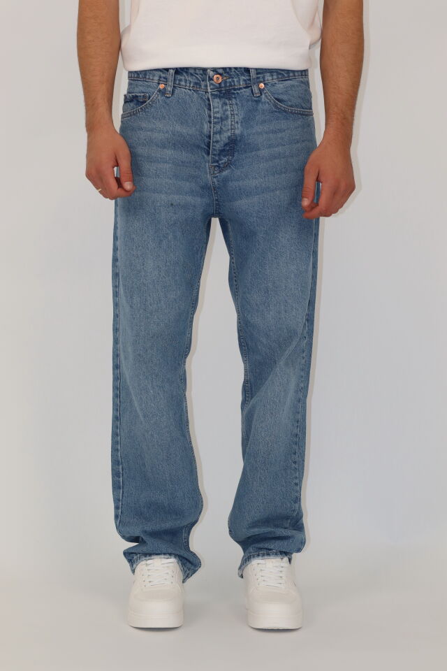 Baggy Fit Yıkamalı Erkek Jean Pantolon | VENTOV Açık Mavi - 34