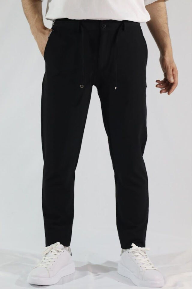 Likralı Slim Fit Erkek Kumaş Pantolon | VENTOV Siyah - 38