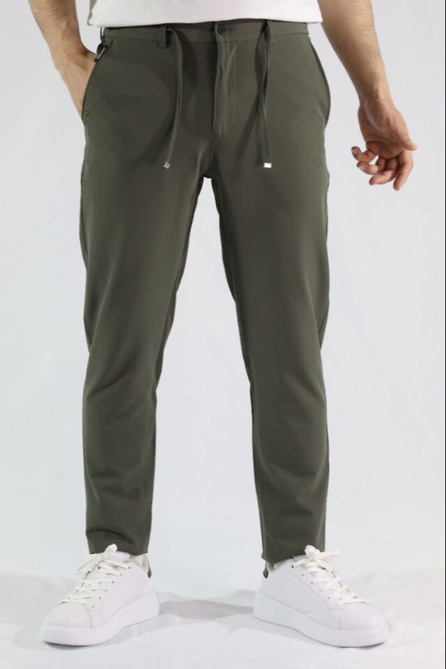 Likralı Slim Fit Erkek Kumaş Pantolon | VENTOV Haki - 38