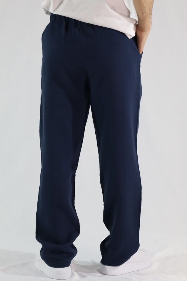 Keten Dokulu Relaxed Fit Erkek Pantolon | VENTOV Lacivert - M