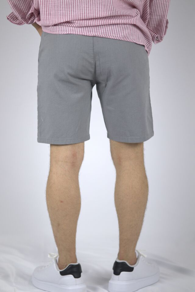 Dokulu Pamuklu Regular Fit Erkek Bermuda Şort | VENTOV Gri - 32