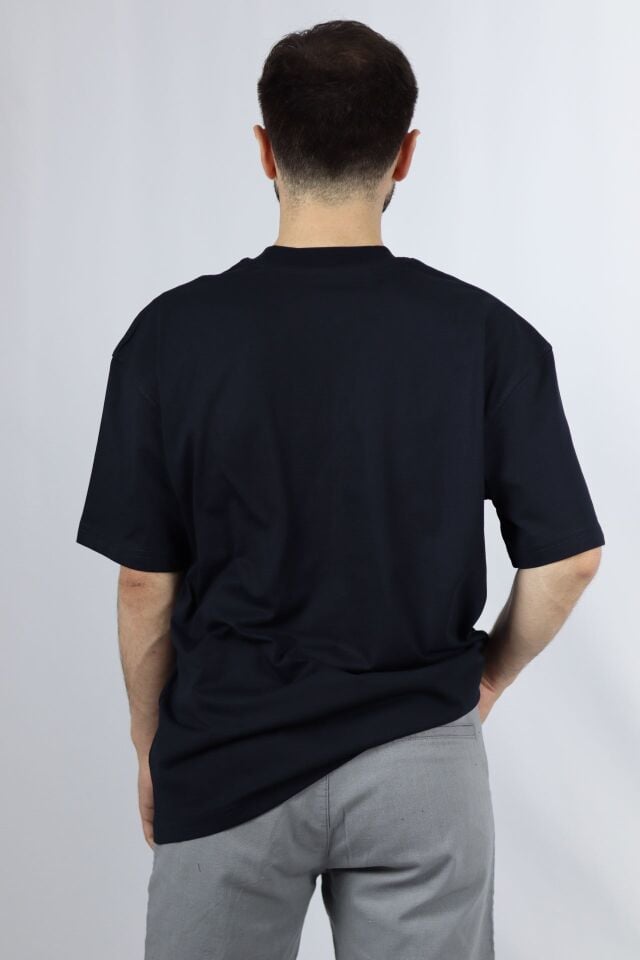 %100 Pamuk Premium Oversize Bisiklet Yaka Erkek Tişört | VENTOV Lacivert - XL