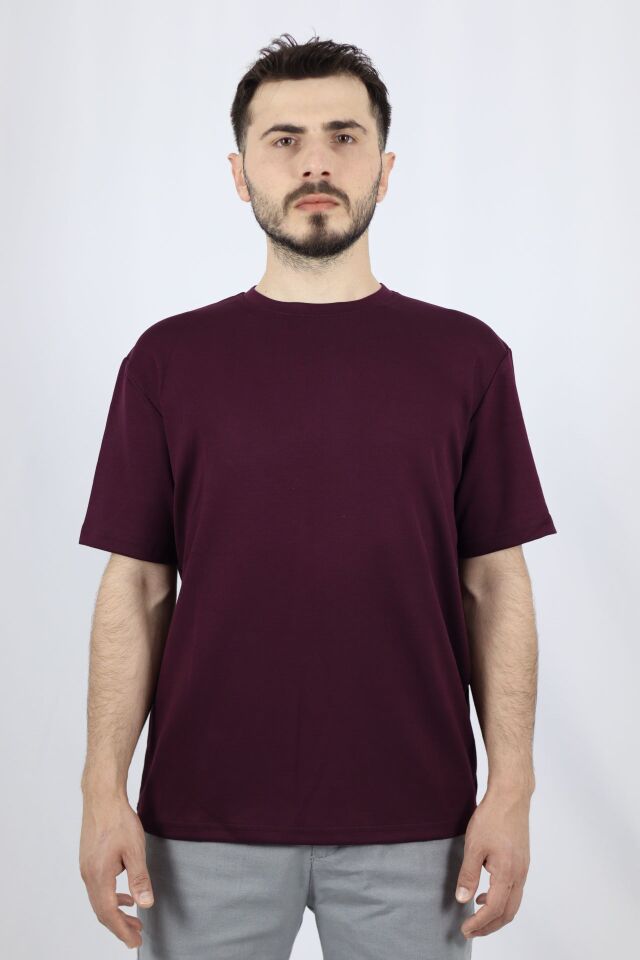 Regular Fit Bisiklet Yaka Erkek Tişört | VENTOV Bordo - S