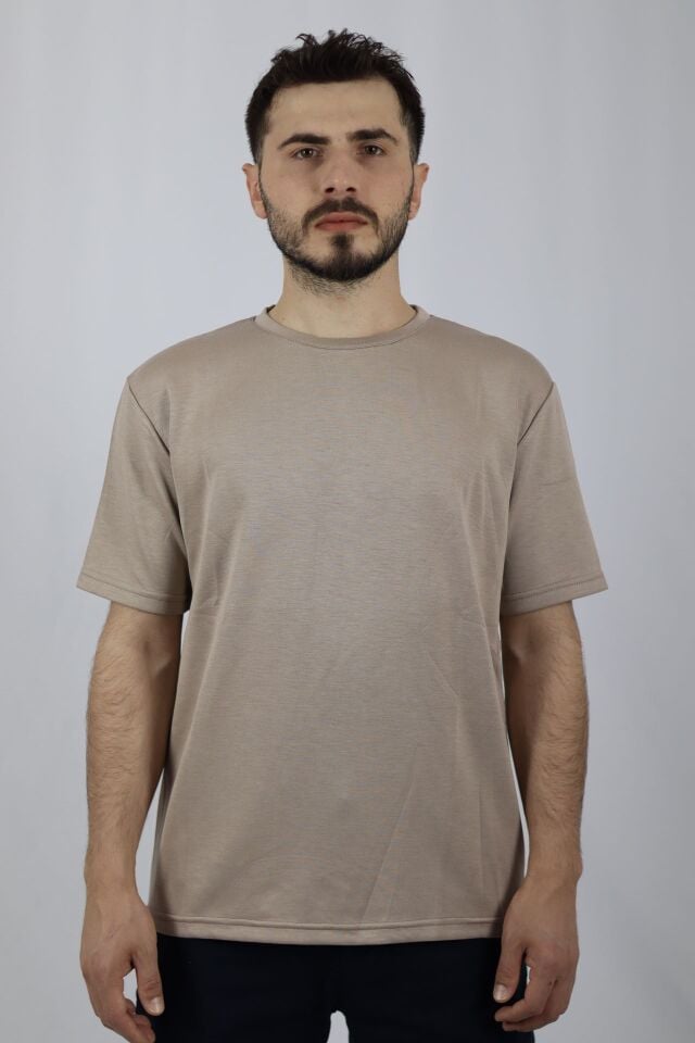 Regular Fit Bisiklet Yaka Erkek Tişört | VENTOV Krem - M