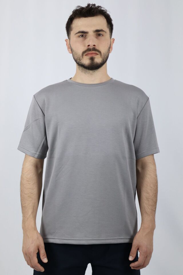 Regular Fit Bisiklet Yaka Erkek Tişört | VENTOV Gri - XL