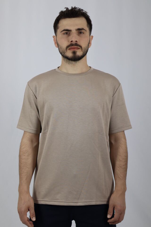Regular Fit Bisiklet Yaka Erkek Tişört | VENTOV Krem - XL