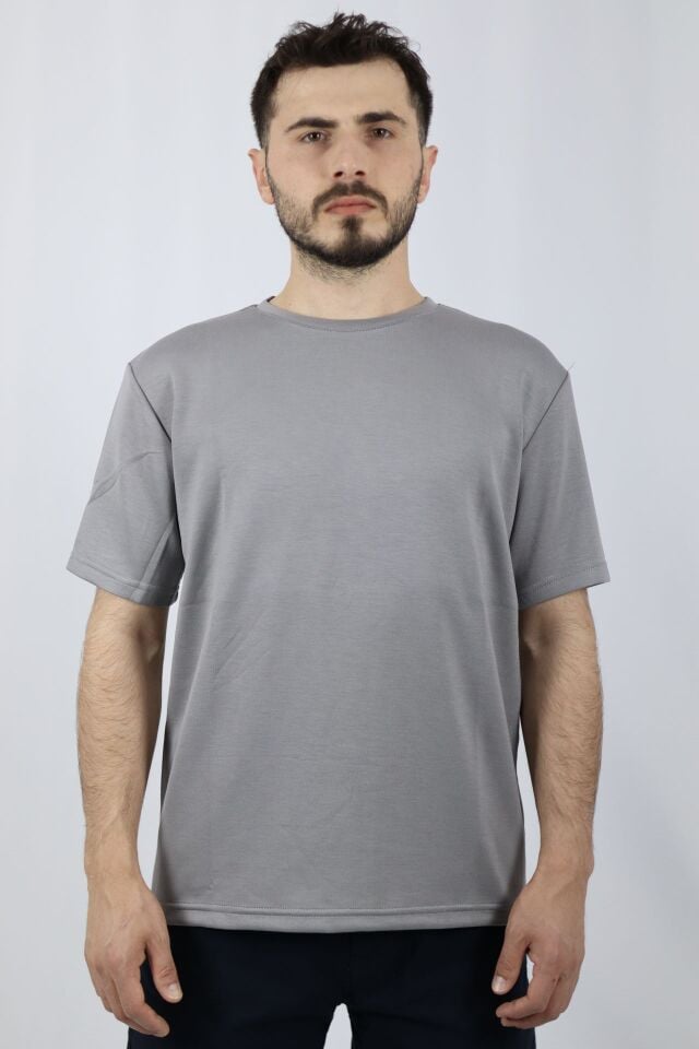 Regular Fit Bisiklet Yaka Erkek Tişört | VENTOV Gri - XXL