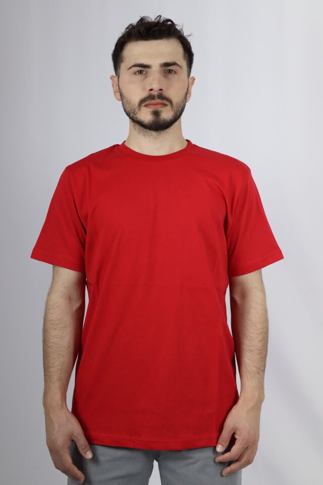 %100 Pamuk Regular Fit Bisiklet Yaka Erkek Tişört | VENTOV KIRMIZI - XXL