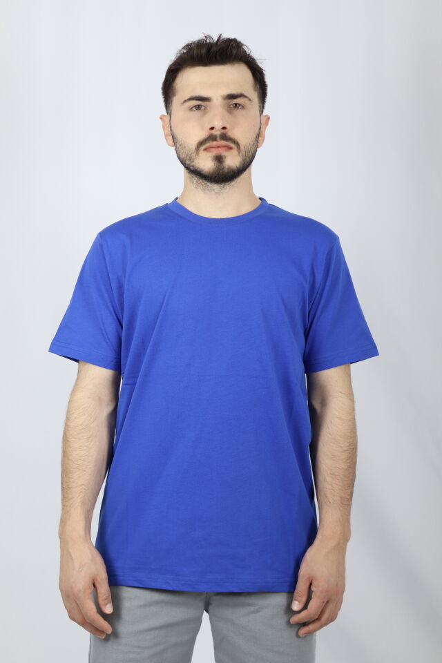 %100 Pamuk Regular Fit Bisiklet Yaka Erkek Tişört | VENTOV Mavi - XXXL
