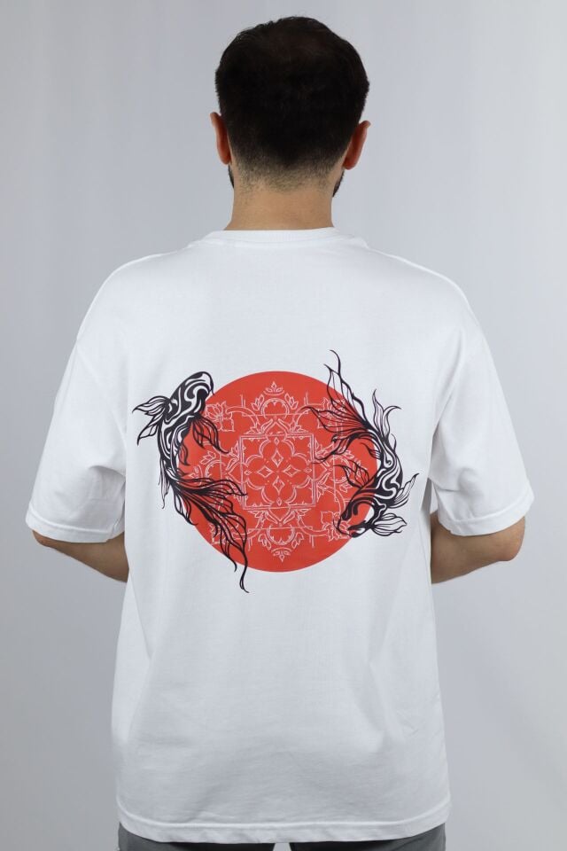Koi Harmony %100 Pamuk Oversize Bisiklet Yaka Tasarım Tişört | VENTOV Bordo - XXL