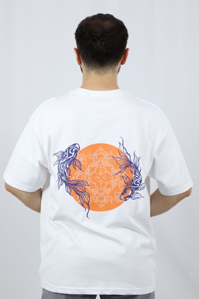 Koi Harmony %100 Pamuk Oversize Bisiklet Yaka Tasarım Tişört | VENTOV TURUNCU - XL
